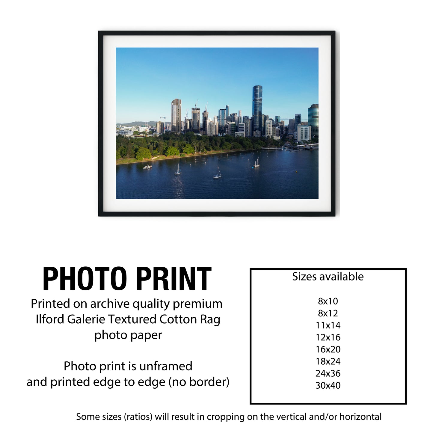 Brisbane Skyline and River Boats Photo Print