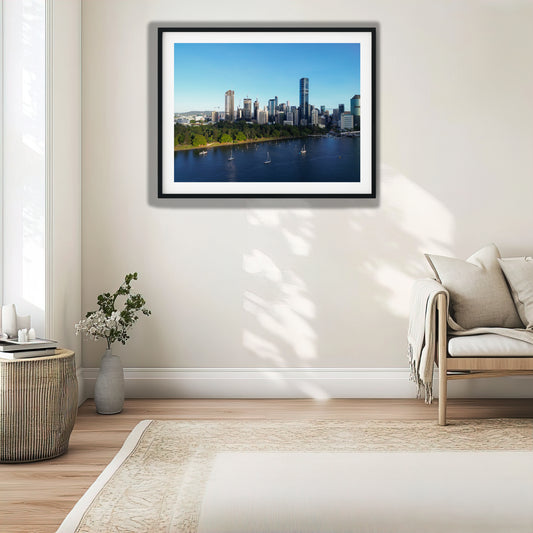 Brisbane Skyline and River Boats photo print
