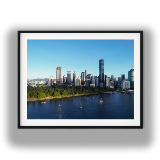 Brisbane Skyline and River Boats photo print