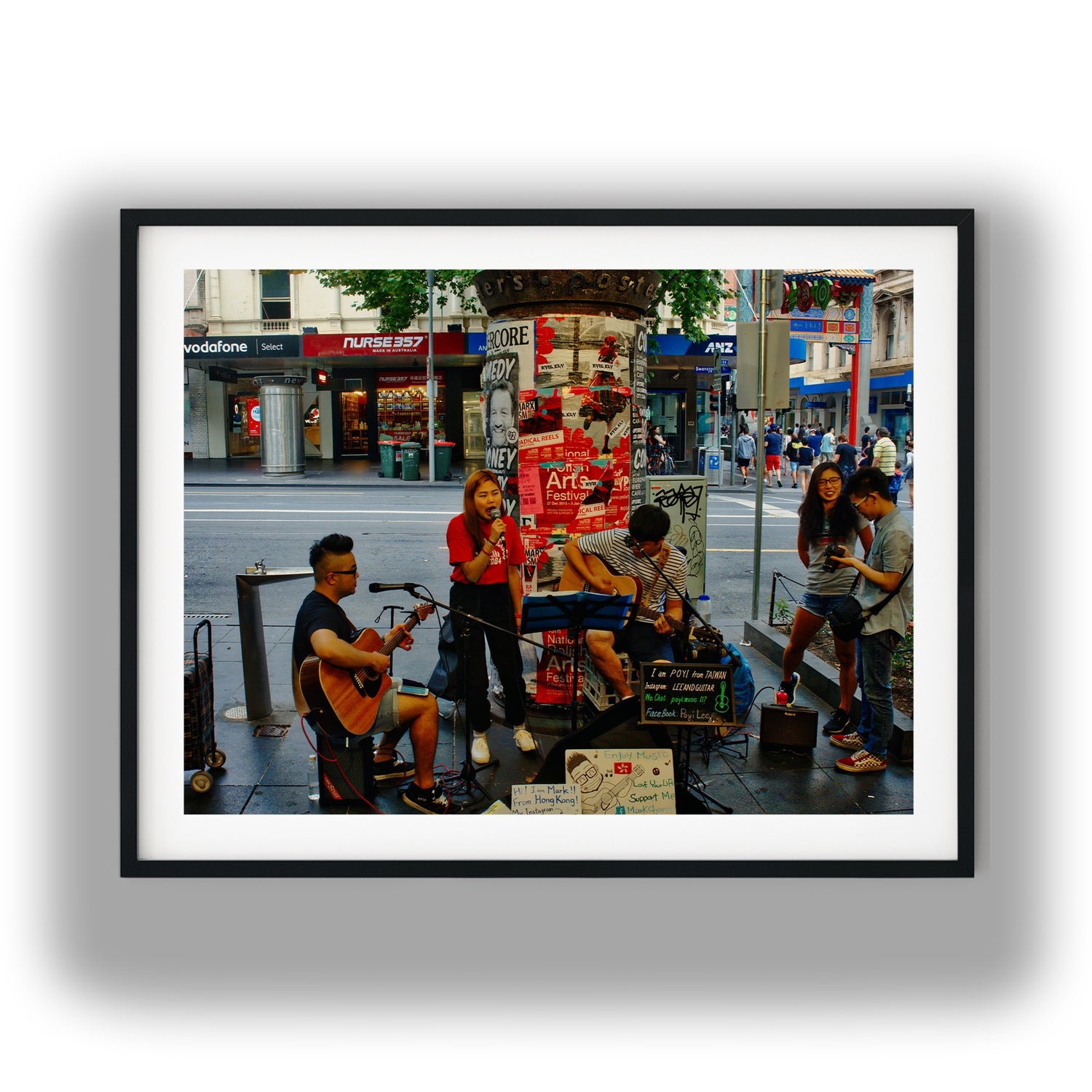 Acoustic Trio Busking in Melbourne photo print