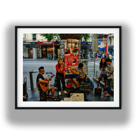 Acoustic Trio Busking in Melbourne photo print